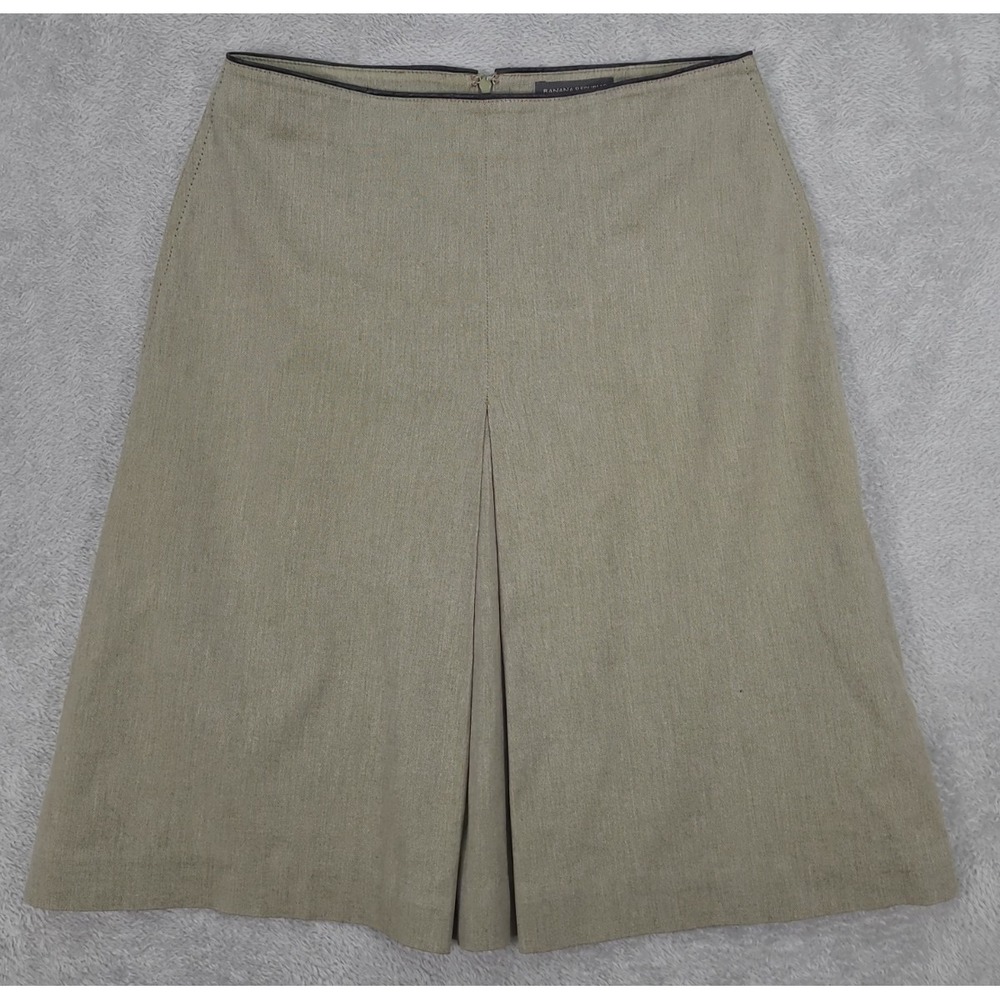 Banana Republic Y2K‎ Pencil Stretch Skirt Brown Sz 6 Front Pleat Preppy Career